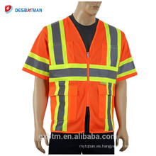 Venta caliente fluorescente alta visibilidad seguridad tráfico trabajo ropa malla topógrafo reflexivo construcción chaleco de seguridad